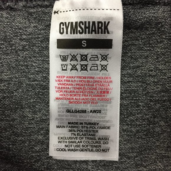 GYMSHARK Heather Gray Purple Logo Waistband Butt Pull On Active Leggings Pants - Picture 2 of 9